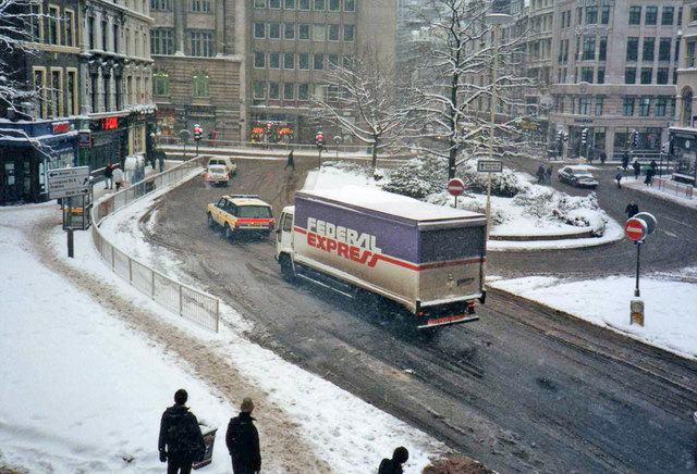 A London street in snow